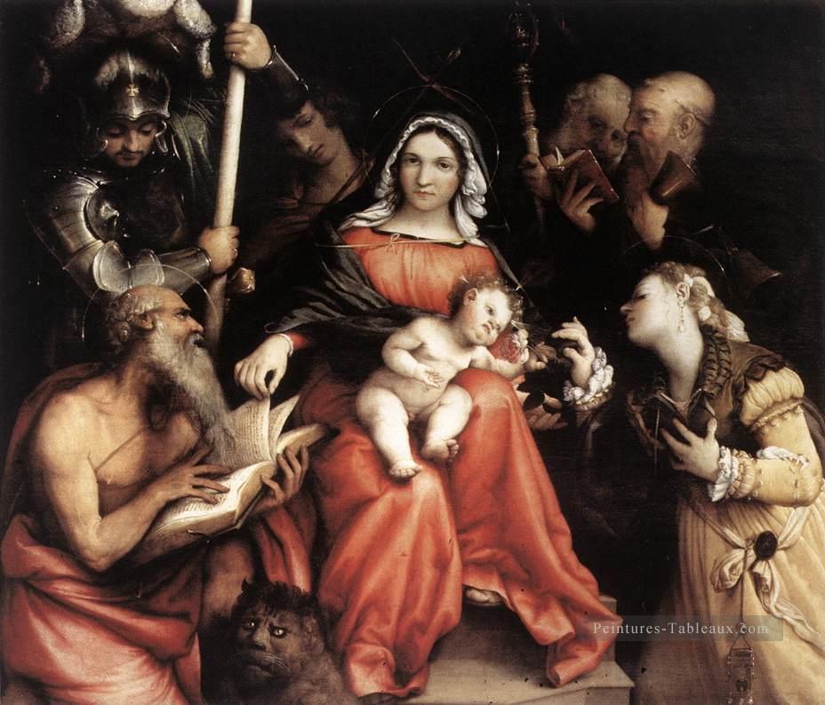 Mariage mystique de Sainte Catherine 1524 Renaissance Lorenzo Lotto Peintures à l'huile